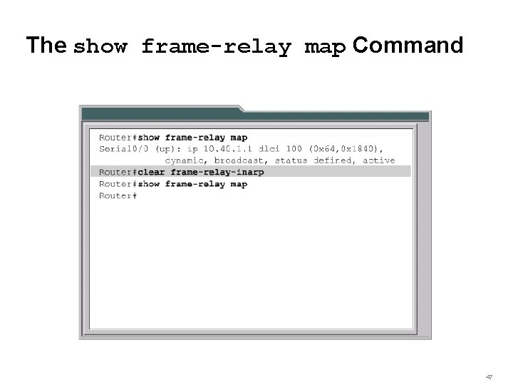 The show frame-relay map Command 47 
