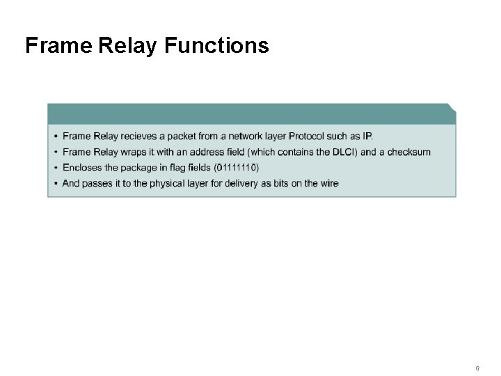 Frame Relay Functions 6 