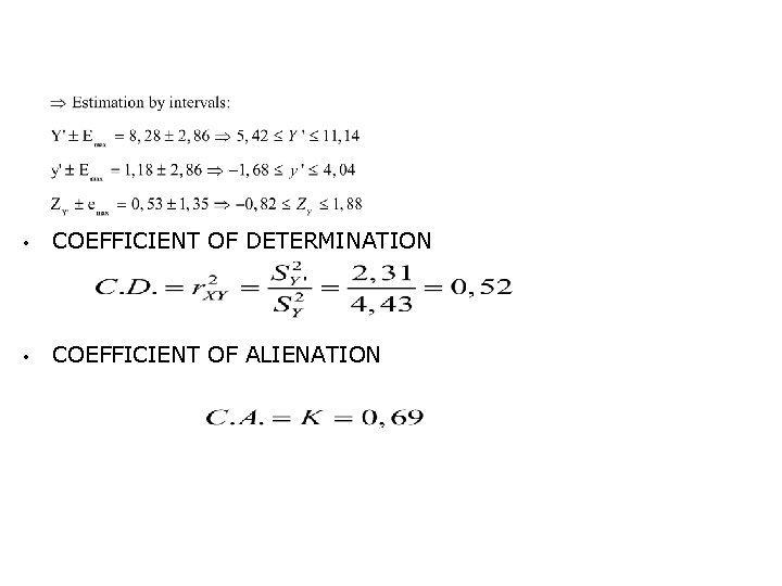  • COEFFICIENT OF DETERMINATION • COEFFICIENT OF ALIENATION 