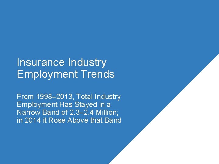 Insurance Industry Employment Trends From 1998– 2013, Total Industry Employment Has Stayed in a