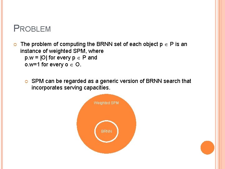 PROBLEM The problem of computing the BRNN set of each object p P is
