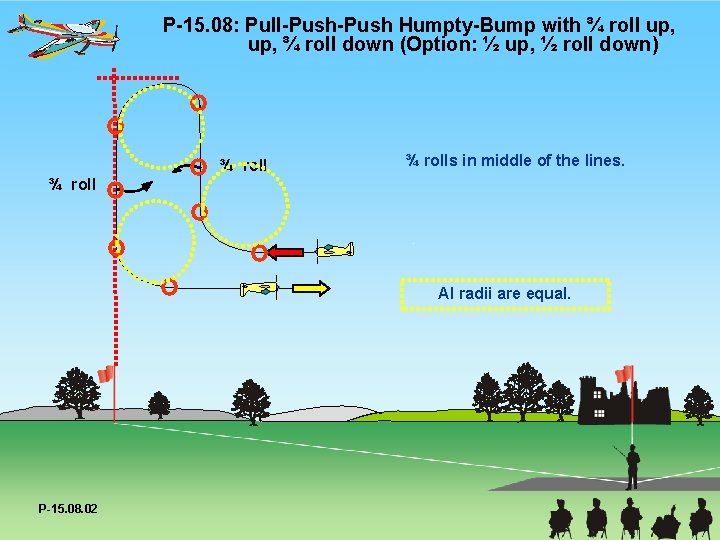 P-15. 08: Pull-Push Humpty-Bump with ¾ roll up, ¾ roll down (Option: ½ up,