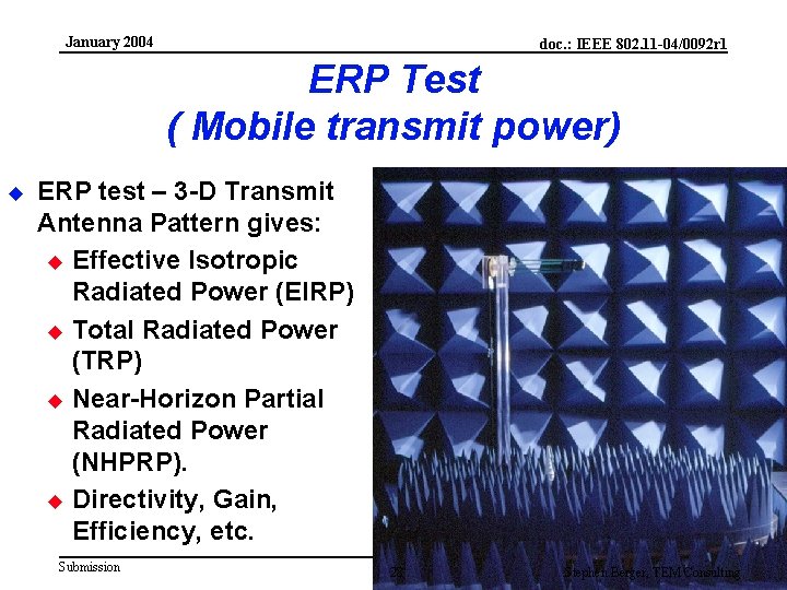 January 2004 doc. : IEEE 802. 11 -04/0092 r 1 ERP Test ( Mobile