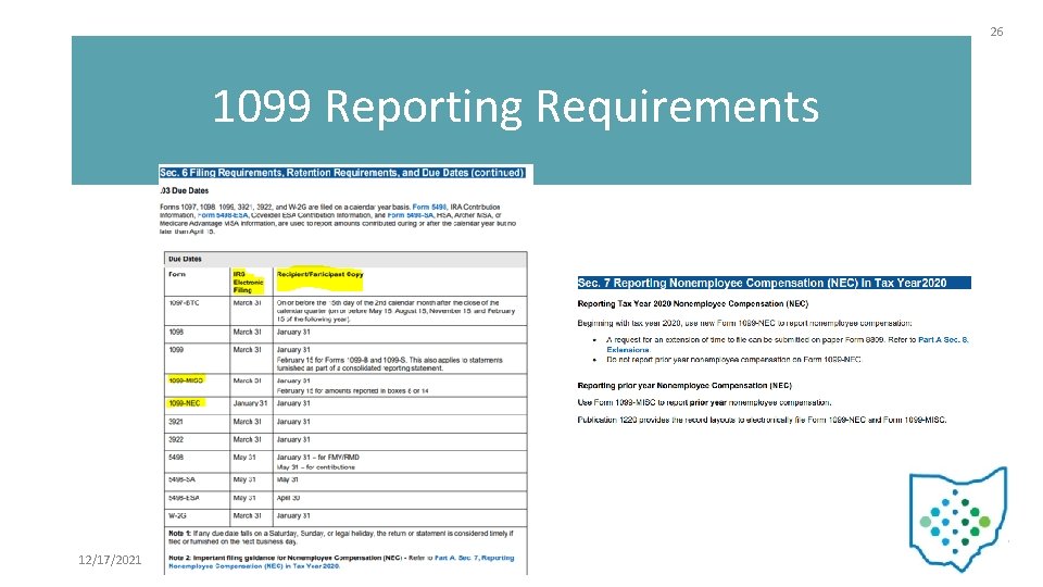 26 1099 Reporting Requirements 12/17/2021 