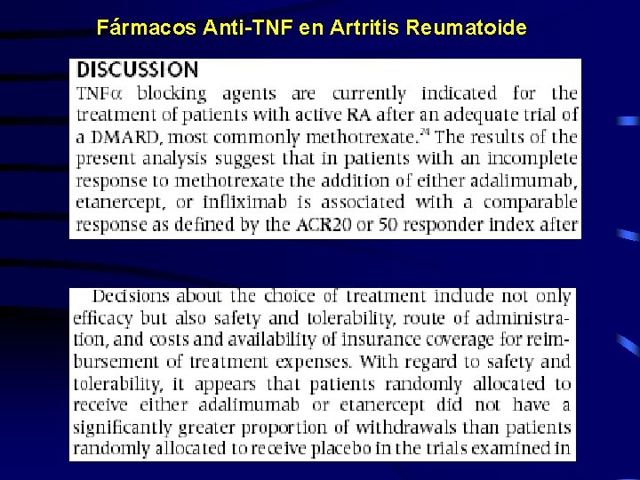 Fármacos Anti-TNF en Artritis Reumatoide 