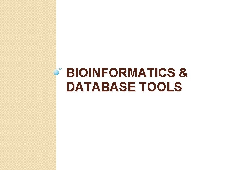 BIOINFORMATICS & DATABASE TOOLS 