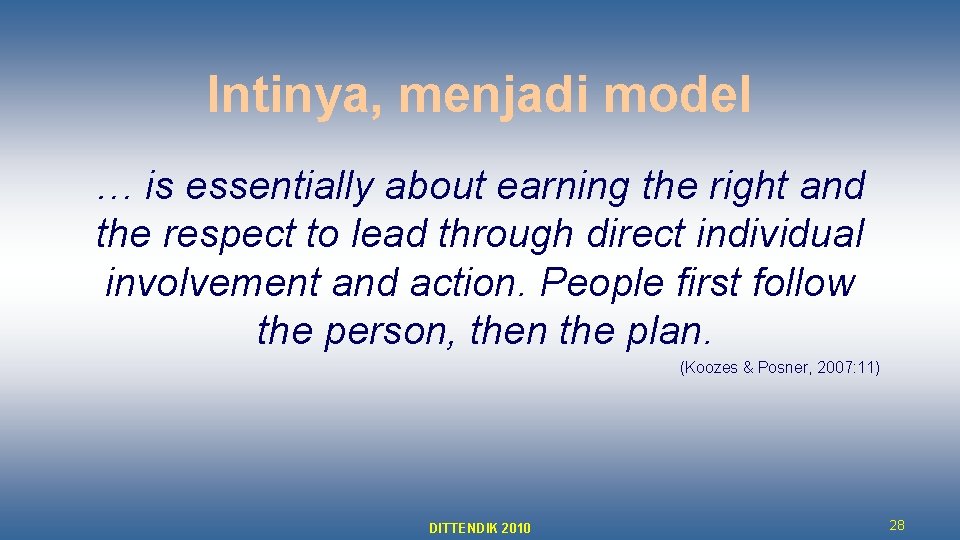 Intinya, menjadi model … is essentially about earning the right and the respect to