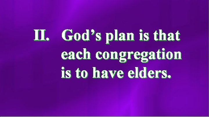 II. God’s plan is that each congregation is to have elders. 