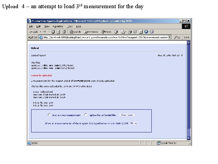 Upload 4 – an attempt to load 3 rd measurement for the day 