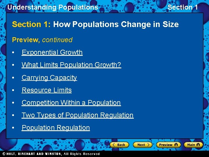 Understanding Populations Section 1: How Populations Change in Size Preview, continued • Exponential Growth