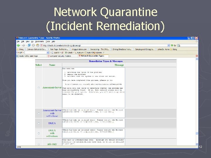 Network Quarantine (Incident Remediation) 12 