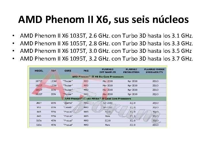 AMD Phenom II X 6, sus seis núcleos • • AMD Phenom II X