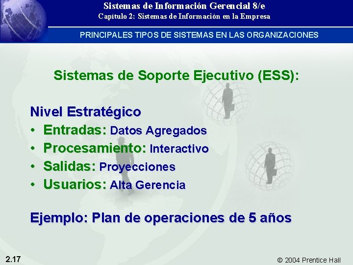 Sistemas de Información Gerencial 8/e Capítulo 2: Sistemas de Información en la Empresa PRINCIPALES