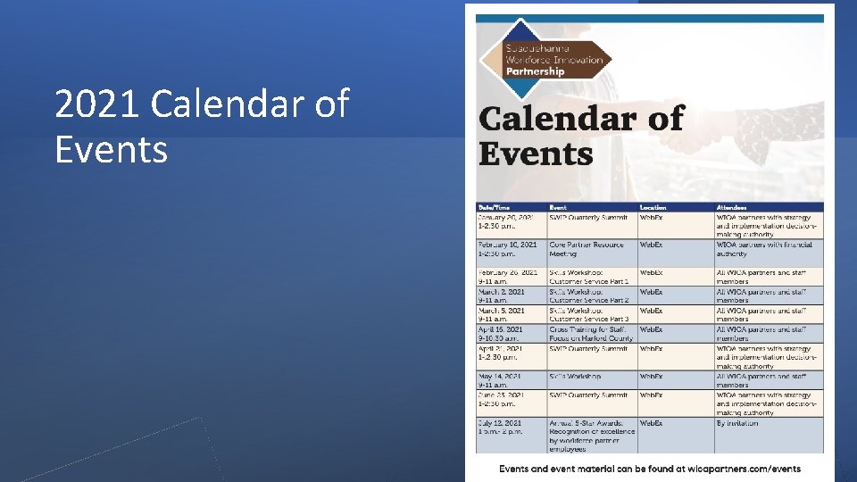 2021 Calendar of Events 