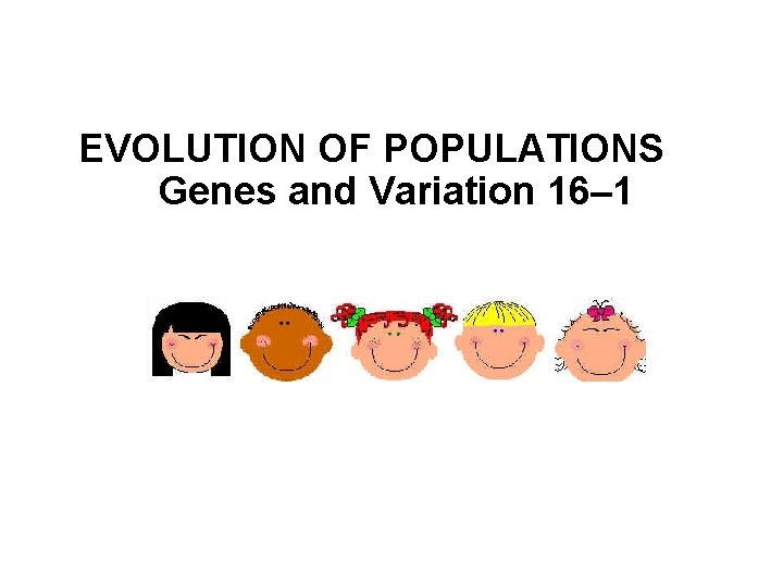 Section Outline Section 16 -1 EVOLUTION OF POPULATIONS Genes and Variation 16– 1 