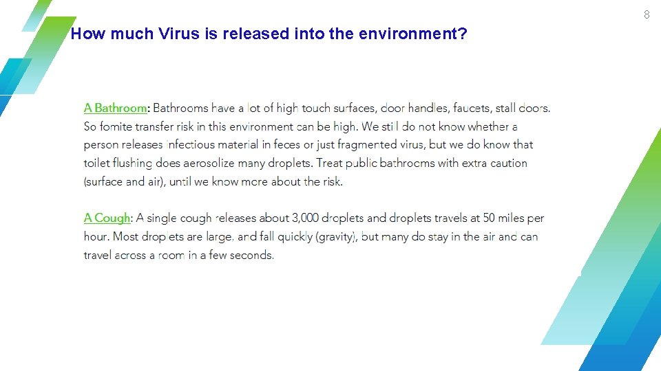 8 How much Virus is released into the environment? 