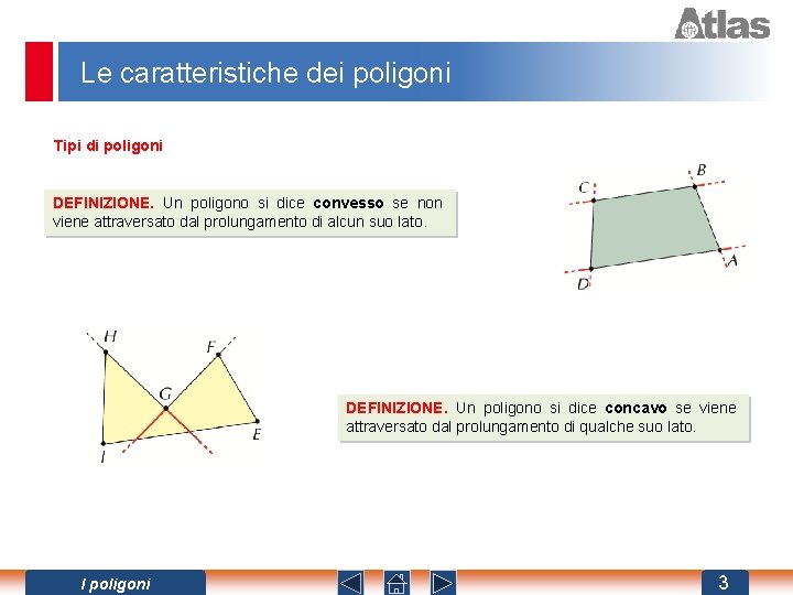 Le caratteristiche dei poligoni Tipi di poligoni DEFINIZIONE. Un poligono si dice convesso se