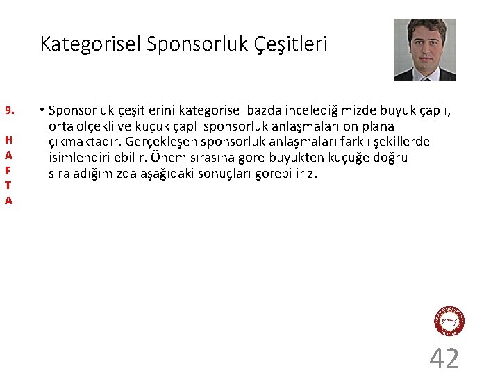 Kategorisel Sponsorluk Çeşitleri 9. H A F T A • Sponsorluk çeşitlerini kategorisel bazda