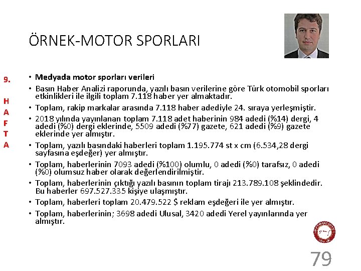 ÖRNEK-MOTOR SPORLARI 9. H A F T A • Medyada motor sporları verileri •