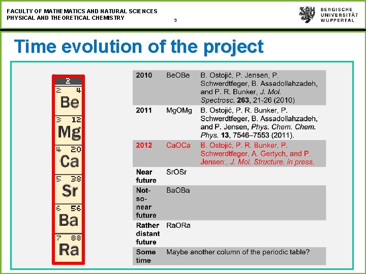 FACULTY OF MATHEMATICS AND NATURAL SCIENCES PHYSICAL AND THEORETICAL CHEMISTRY 3 Time evolution of