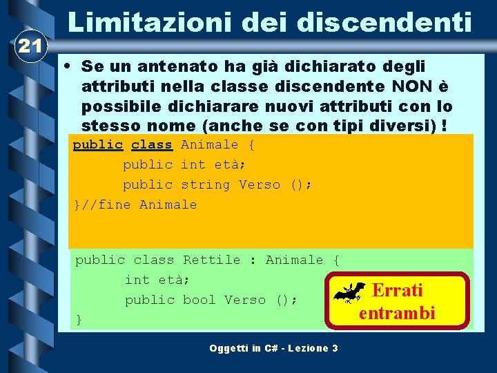 21 Limitazioni dei discendenti • Se un antenato ha già dichiarato degli attributi nella