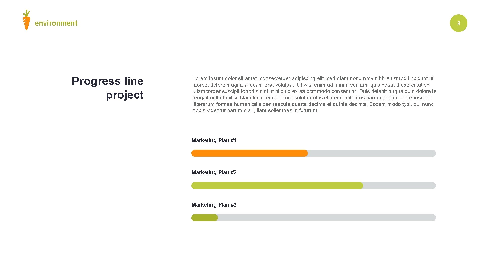 environment Progress line project 9 Lorem ipsum dolor sit amet, consectetuer adipiscing elit, sed