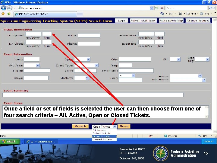Once a field or set of fields is selected the user can then choose