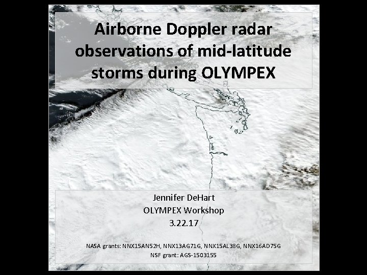 Airborne Doppler radar observations of mid-latitude storms during OLYMPEX Jennifer De. Hart OLYMPEX Workshop