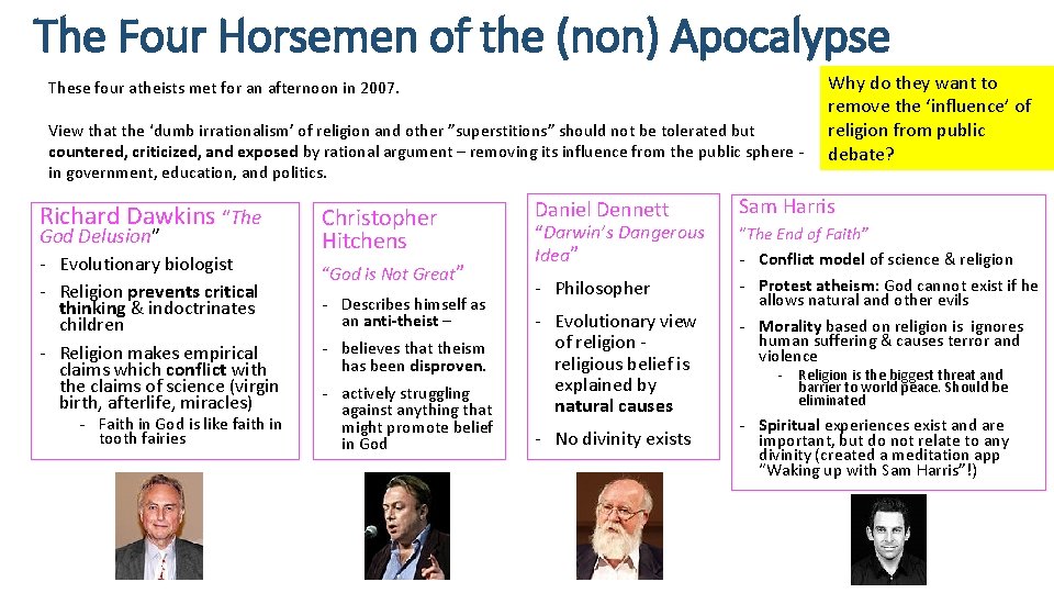 The Four Horsemen of the (non) Apocalypse These four atheists met for an afternoon
