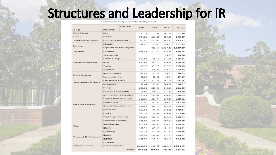 Structures and Leadership for IR 