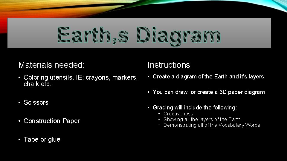 Materials needed: Instructions • Coloring utensils, IE; crayons, markers, chalk etc. • Create a