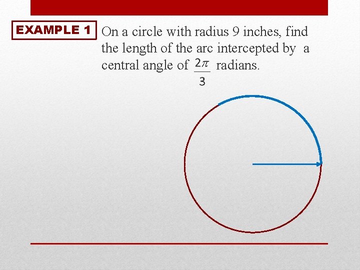EXAMPLE 1 On a circle with radius 9 inches, find the length of the