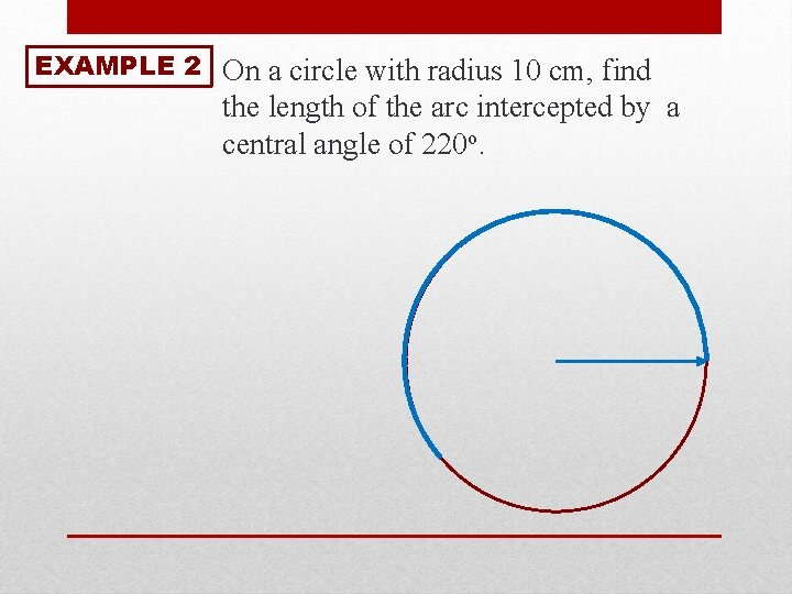 EXAMPLE 2 On a circle with radius 10 cm, find the length of the