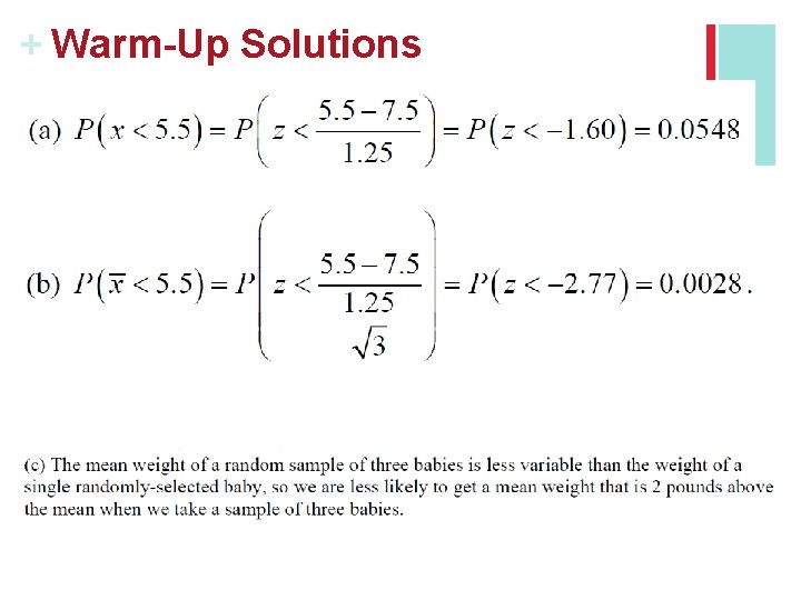 + Warm-Up Solutions 