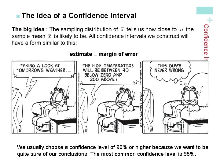 Idea of a Confidence Interval Definition: A confidence interval for a parameter has two