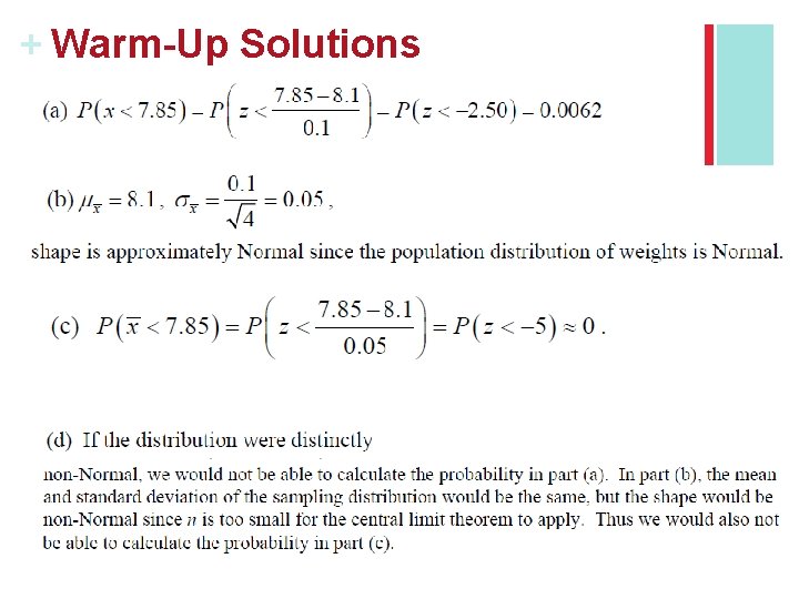 + Warm-Up Solutions 