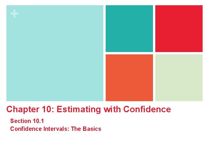 + Chapter 10: Estimating with Confidence Section 10. 1 Confidence Intervals: The Basics 