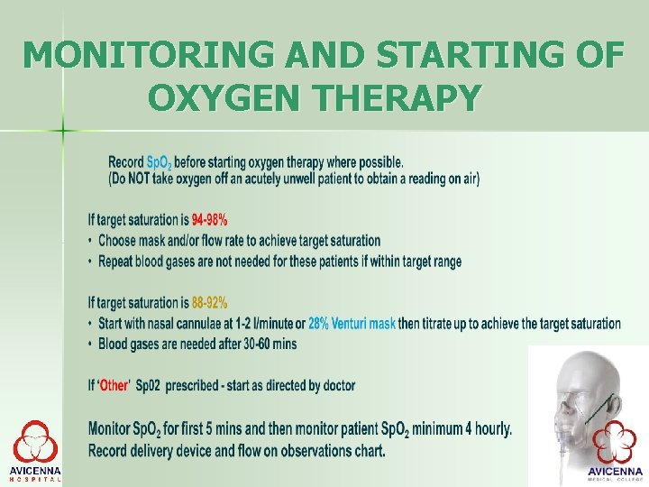 MONITORING AND STARTING OF OXYGEN THERAPY 