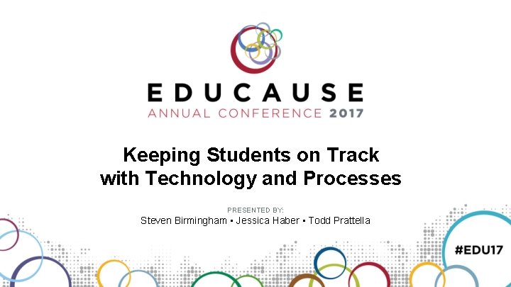 Keeping Students on Track with Technology and Processes PRESENTED BY: Steven Birmingham • Jessica