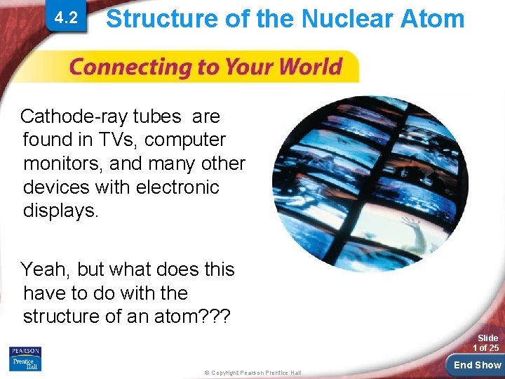 4. 2 Structure of the Nuclear Atom Cathode-ray tubes are found in TVs, computer