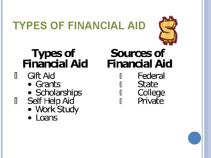 TYPES OF FINANCIAL AID 