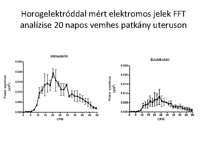 Horogelektróddal mért elektromos jelek FFT analízise 20 napos vemhes patkány uteruson 