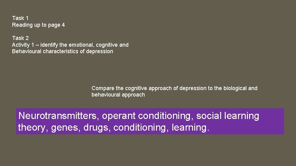 Task 1 Reading up to page 4 Task 2 Activity 1 – identify the Task 1 Reading up to page 4 Task 2 Activity 1 – identify the