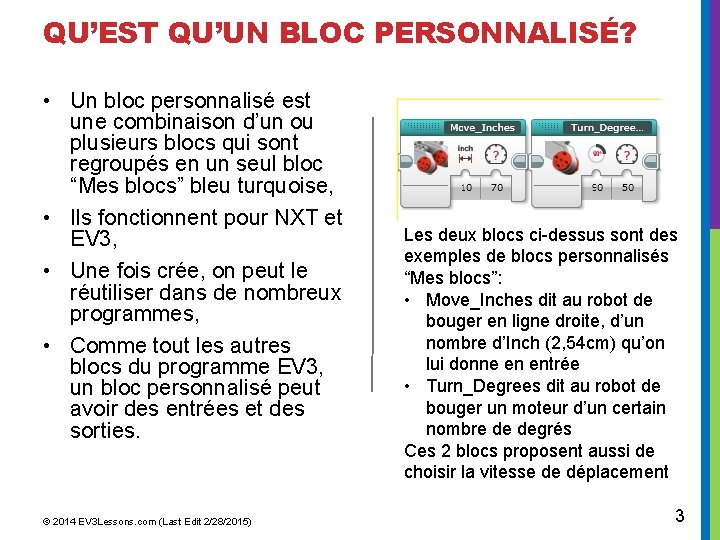LEON DE PROGRAMMATION INTERMDIAIRE Fonctionnalit Mes Blocs Guide