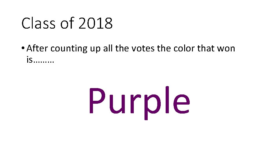 Class of 2018 • After counting up all the votes the color that won