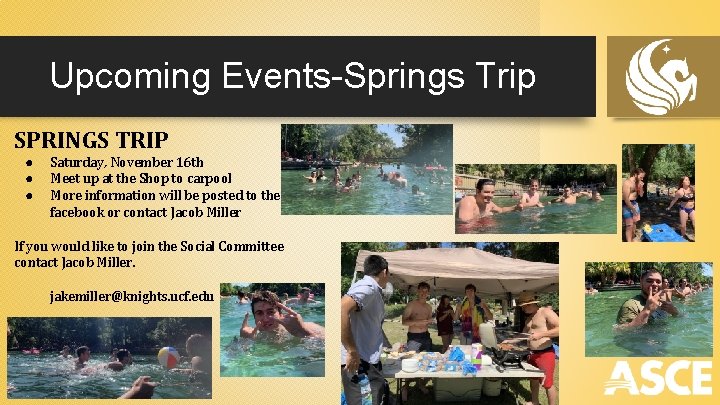 Upcoming Events-Springs Trip SPRINGS TRIP ● ● ● Saturday, November 16 th Meet up