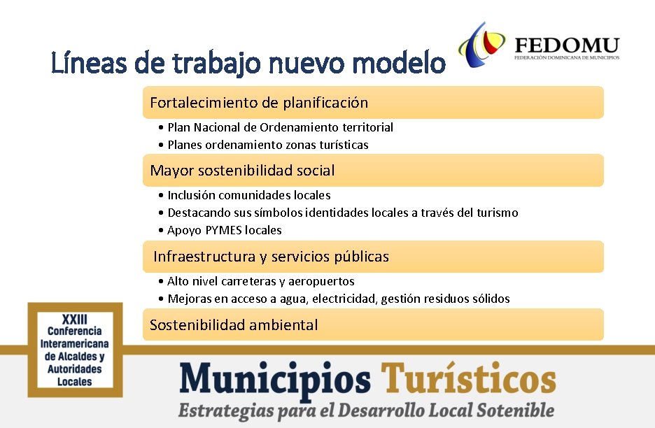 Líneas de trabajo nuevo modelo Fortalecimiento de planificación • Plan Nacional de Ordenamiento territorial