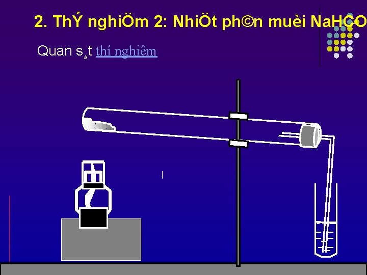 2. ThÝ nghiÖm 2: NhiÖt ph©n muèi Na. HCO Quan s¸t thí nghiệm 