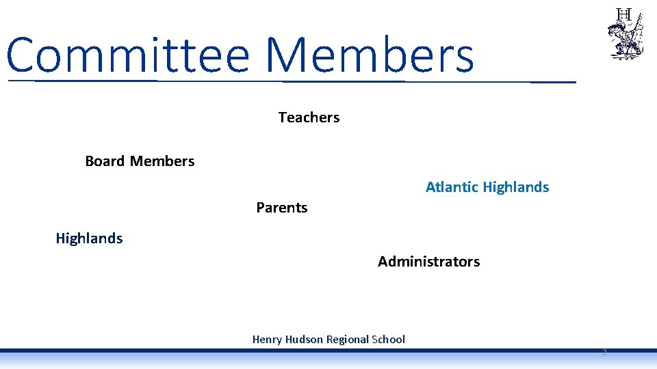 Committee Members Teachers Board Members Atlantic Highlands Parents Highlands Administrators Henry Hudson Regional School