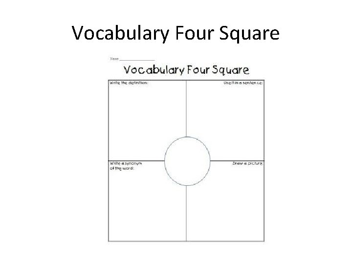 Vocabulary Four Square Vocabulary Four Square